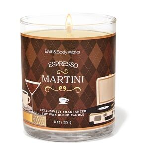 Bath & Body Works Espresso Martini Candle with Brown and Cream Design
